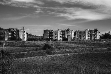 Zarif siyah beyaz manzara Sicilya