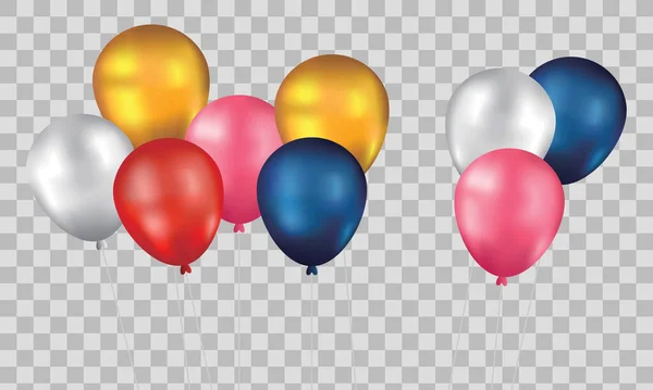 Gelukkige Verjaardag Ballonnen Witte Viering Transparante Achtergrond — Stockvector