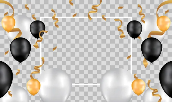 Happy Birthday Balloons White Celebration Transparent Background —  Vetores de Stock