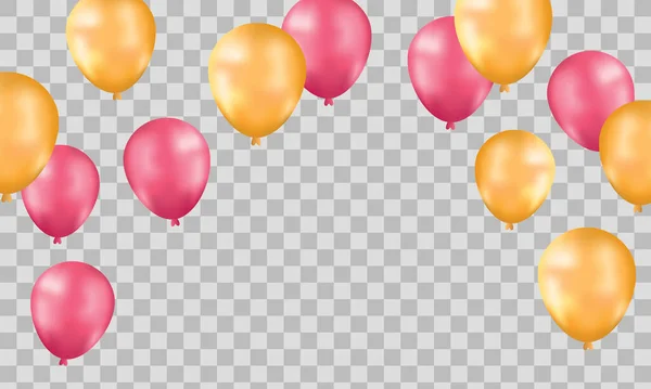 Gelukkige Verjaardag Ballonnen Witte Viering Transparante Achtergrond — Stockvector