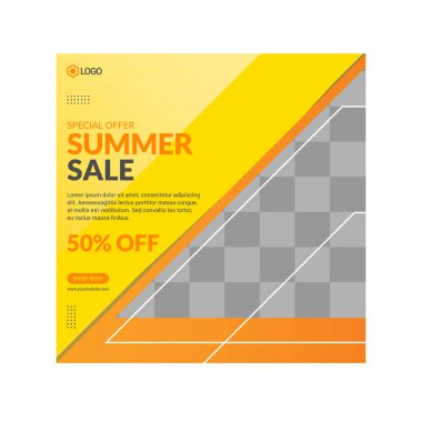 Sosyal medyada moda paylaşımı için düzenlenebilir kare pankart tasarımı seti