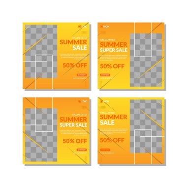 Sosyal medyada moda paylaşımı için düzenlenebilir kare pankart tasarımı seti