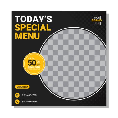 Sosyal medya şablonu, moda teması. Bir ürün veya markanın tanıtımında çevrimiçi mağazalar için uygundur