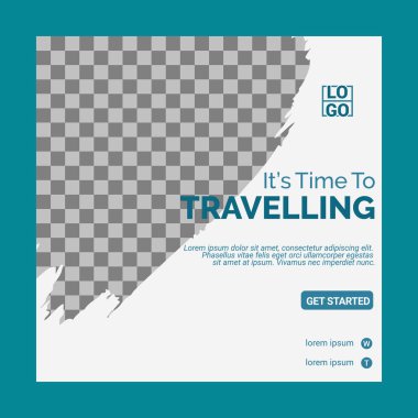 Sosyal medya şablonu, seyahat teması. 