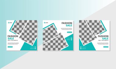 Sosyal medyada moda paylaşımı için düzenlenebilir kare pankart tasarımı seti