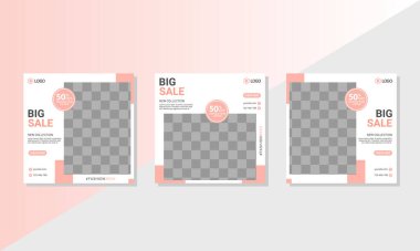 Sosyal medyada moda paylaşımı için düzenlenebilir kare pankart tasarımı seti