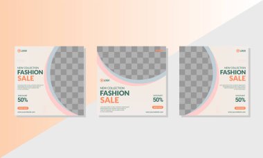 Sosyal medyada moda paylaşımı için düzenlenebilir kare pankart tasarımı seti