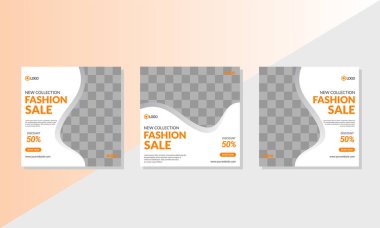 Sosyal medyada moda paylaşımı için düzenlenebilir kare pankart tasarımı seti