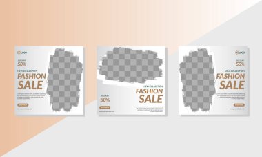 Sosyal medyada moda paylaşımı için düzenlenebilir kare pankart tasarımı seti