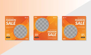 Sosyal medyada moda paylaşımı için düzenlenebilir kare pankart tasarımı seti