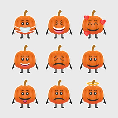 Farklı duyguları olan sevimli çizgi film elması.