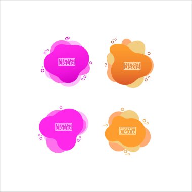 Renkli sıvı soyut geometrik şekiller seti. Arkaplan ve afişler için çizgiler ve noktalar.