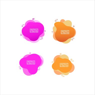 Renkli sıvı soyut geometrik şekiller seti. Arkaplan ve afişler için çizgiler ve noktalar.