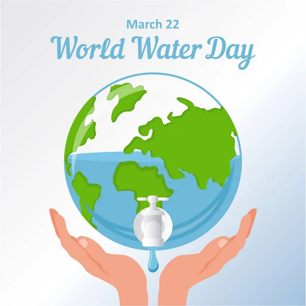 Världsvattendagen Världen Kran Droppe Vatten — Stock vektor