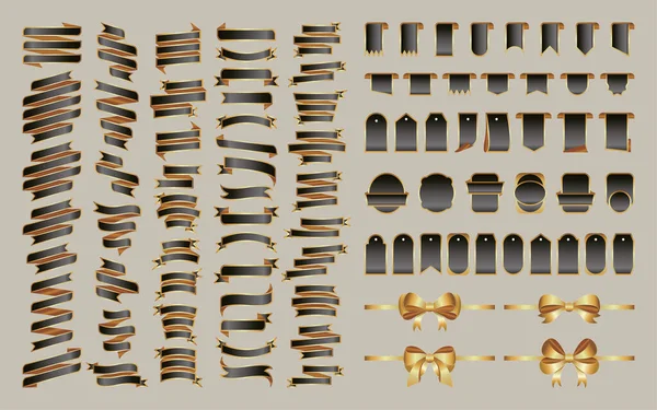 Коллекция Баннеров Золотыми Лентами Векторная Миграция — стоковый вектор