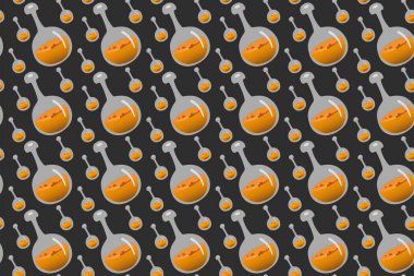 Kusursuz bir cadılar bayramı partisi. Sonsuz arka plan, iksirli matara. Yaratıcı tasarım için el çizimi vektör klipsi sanat elementleri, yazdırılabilir dekor.