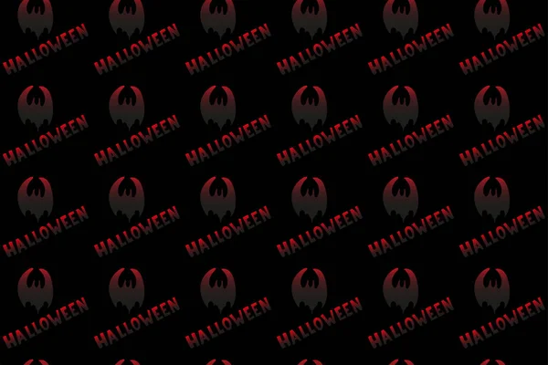 Patrón sin costuras feliz fiesta de halloween. Fondo sin fin con murciélago y letras halloween. Dibujo a mano vector clip arte elementos gráficos para el diseño creativo, decoración imprimible. — Archivo Imágenes Vectoriales