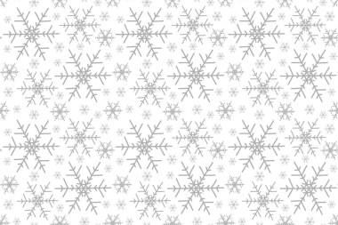Birçok beyaz, kar taneleri üzerinde çeşitli şekillerde soğuk tanecikler var. Kar taneleri, kar zemini. Vektör el kusursuz desen çizdi. Yeni yıl süsü. Noel afişi için güzel bir unsur, kartlar.