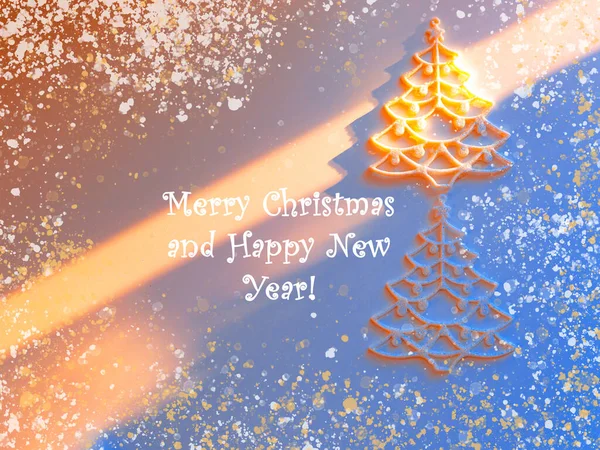 Christmas Tree Baubles Abstract Defocused Background Inglés Feliz Navidad Feliz —  Fotos de Stock