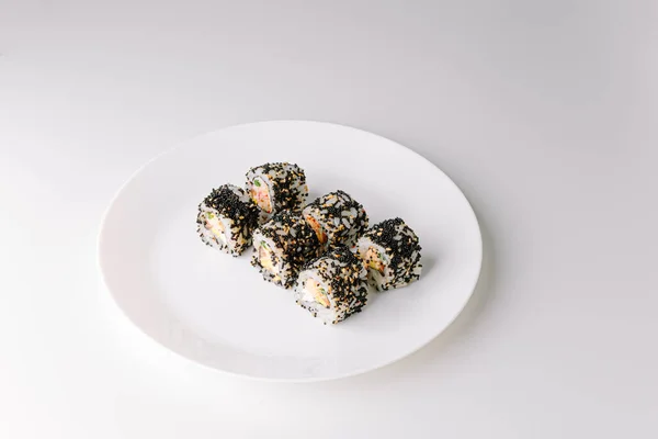 Comida Japonesa Maki Nigiri Sushi Set Rolos Sushi Filadélfia Com — Fotografia de Stock