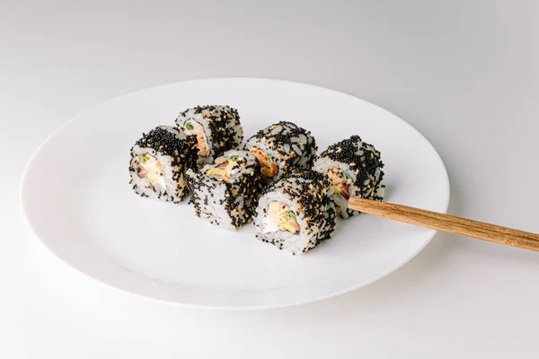 Comida Japonesa Maki Nigiri Sushi Set Rolos Sushi Filadélfia Com — Fotografia de Stock