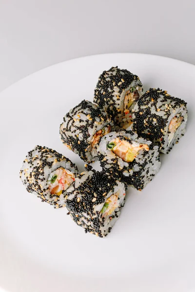 Japon Yemeği Maki Nigiri Sushi Seti Suşi Pilav Balık Somonu — Stok fotoğraf