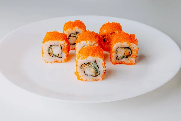 Makanan Jepang Maki Dan Nigiri Sushi Set Sushi Rolls Philadelphia — Stok Foto