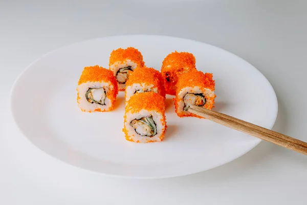 Ιαπωνικό Φαγητό Maki Και Nigiri Sushi Set Ρολά Σούσι Φιλαδέλφεια — Φωτογραφία Αρχείου