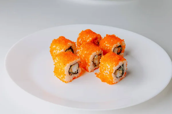 Comida Japonesa Maki Nigiri Sushi Set Rolos Sushi Filadélfia Com — Fotografia de Stock