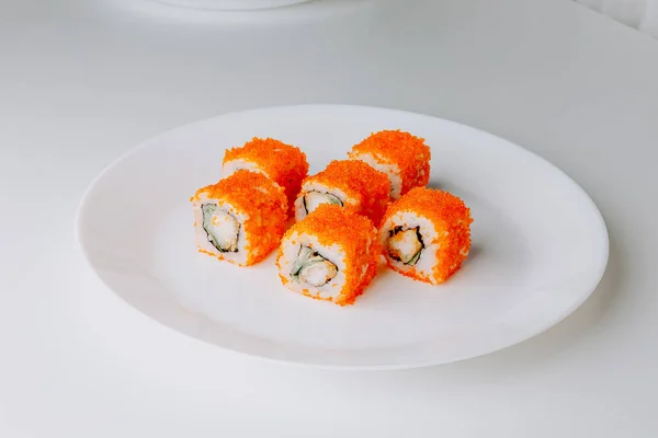 Comida Japonesa Maki Nigiri Sushi Set Rolos Sushi Filadélfia Com — Fotografia de Stock