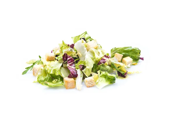 Grönsakssallad med tomater och sallad på vit — Stockfoto