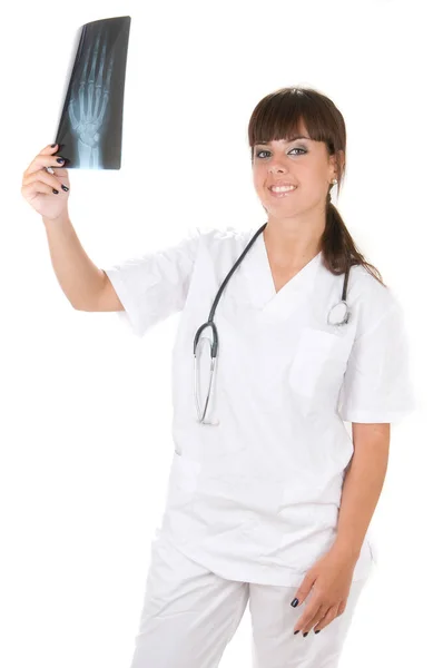 Female Doctor Examining Xray Image — Stock Photo, Image