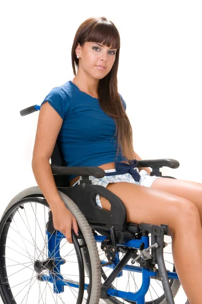 Femme Handicapée Fauteuil Roulant — Photo