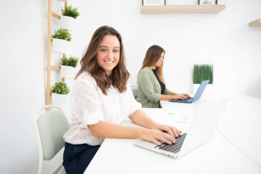 young entrepreneur businesswomen working in their office clipart