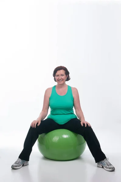 Year Old Senior Woman Doing Gymnastics White Background — Stock Photo, Image