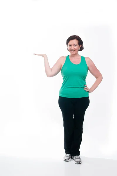 Year Old Senior Woman Doing Gymnastics White Background — Stock Photo, Image