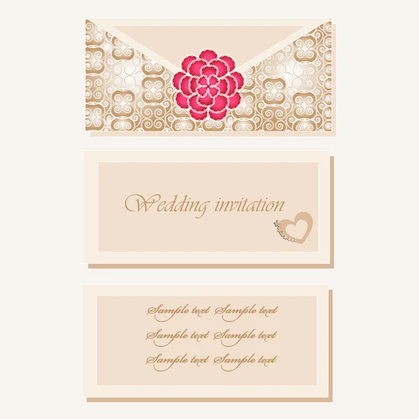 Conjunto de invitaciones y anuncios de boda — Archivo Imágenes Vectoriales