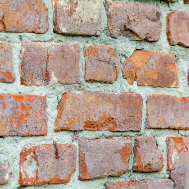 Eski kırmızı tuğla duvar. Arkaplan ve doku