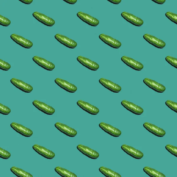 Απρόσκοπτη Υφή Μοτίβο Φόντου Του Φρέσκα Πράσινα Αγγούρια Ένα Πράσινο — Φωτογραφία Αρχείου