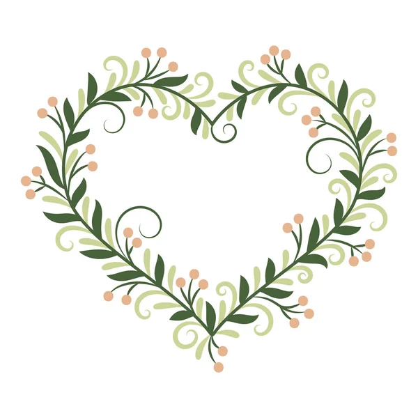 Marco Forma Corazón Con Patrón Floral Decoración Para Invitaciones Boda — Vector de stock
