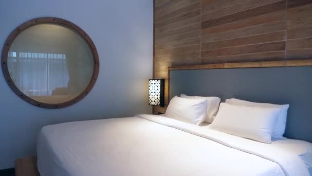 Modern Room in Luxury Tropical Resort on Summer Honeymoon Escape — Stockvideo