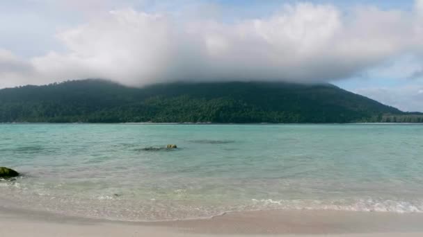 Waves on Sea Beach with Turquoise Clear Water on Koh Lipe Island, Thailand — Stok Video