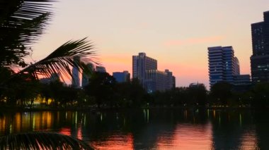 Dinlenmek için Park, Günbatımından Önce Modern Metropolis 'in Merkezinde Boş Zaman