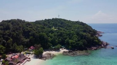 Yeşil Palmiye Ağaçları ve Yüzme Havuzu ile Güncel Konunun Havadan Görünümü