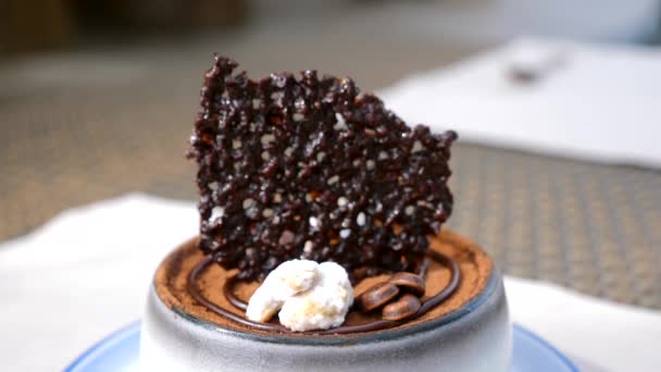 Tiramisu Cake - -意大利传统甜甜点和巧克力咖啡豆 — 图库视频影像