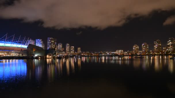 Ein Zeitraffer Film Von False Creek Bei Nacht Vancouver Kanada — Stockvideo