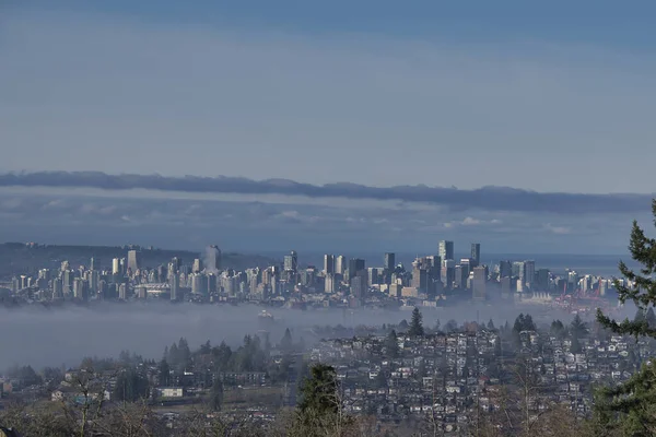 Una Foto Del Centro Vancouver Una Mañana Brumosa Vancouver Canadá —  Fotos de Stock