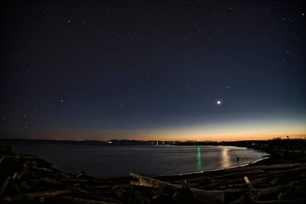 Noche Estrellada Océano Tranquilo Richmond Canadá — Foto de Stock