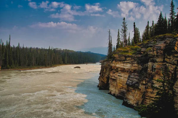 Sezione Fluviale Delle Cascate Athabasca Jasper Canada — Foto Stock