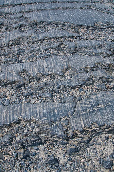 Las Estrías Glaciales Roca Área Columbia Icefield Glaciar Athabasca Canadá — Foto de Stock